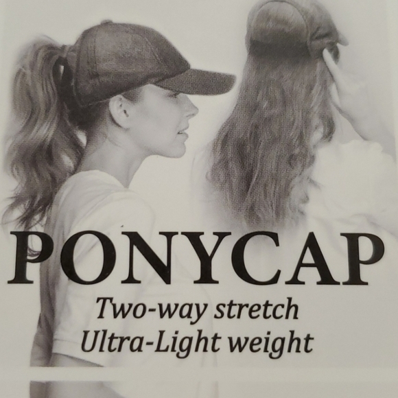 Black silvery metallic pony cap lightweight sporty - Picture 2 of 7